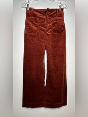 Anthropologie Maeve The Colette high rise  Wide-Leg Corduroy Pants rust size 25